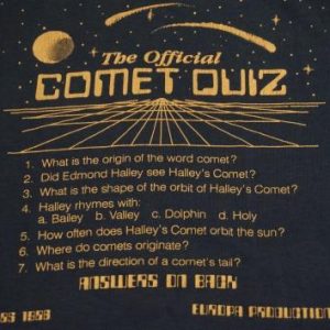 Vintage OFFICIAL COMET QUIZ HALLEY T-Shirt M/L