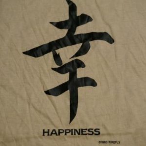 Vintage Chinese Letters HAPPINESS T-Shirt S