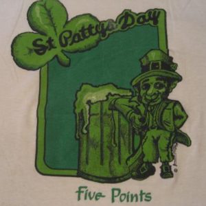 Vintage St. Pattys Day T-Shirt Five Points The Cyclist XL/L