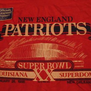 Vintage New England Patriots T-Shirt Superbowl XX L/M