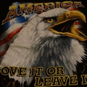 Vintage America Love It or Leave It T-Shirt Bald Eagle M