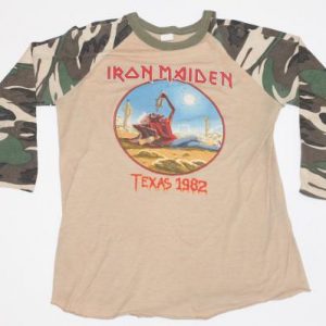 Vintage Iron Maiden Tour Shirt Camo 1982 Texas Event Concert