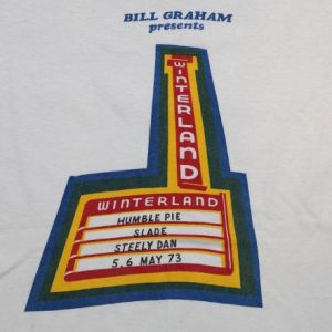 VINTAGE HUMBLE PIE WINTERLAND T-SHIRT ORIGINAL 1973 SLADE L