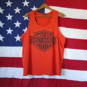 Vintage Harley Davidson Orange Tank Top 1980s - Men's Medium