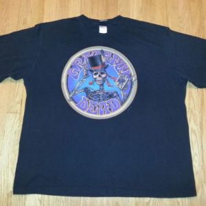 VTG 90s Grateful Dead T-Shirt Liquid Blue Skeleton Cards 3XL