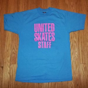 Vtg 90s UNITED SKATES STAFF T-Shirt Neon Screen Stars Sz L