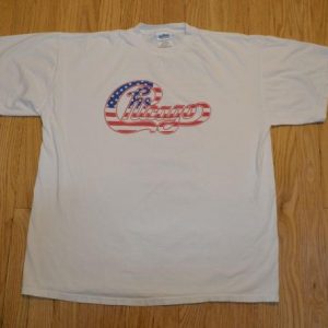 90s CHICAGO T-Shirt Rock Band Concert Tour American Flag XL