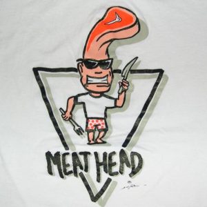 Vintage 80s 90s Neon Meat Head T-Shirt Stedman Size L