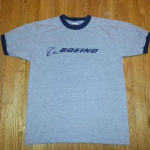 Vintage 90s BOEING T-Shirt Ringer Airplanes Aerospace Flight