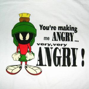 Vintage 90s Marvin Martian Angry T-Shirt Looney Tunes Sz XL