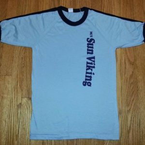 70s 80s Sun Viking Ringer T-Shirt Cruise Beach Surf Sz S/M