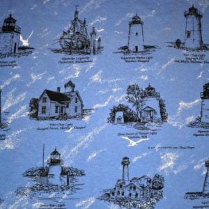 VTG 90s T-Shirt Massachusetts Lighthouses All Over Print XL