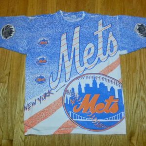 1991 NY Mets All Over Print T-Shirt 90s Trench MLB Sz L