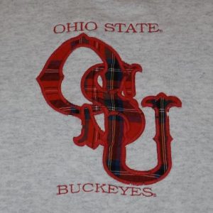 VTG 80s OHIO STATE University Buckeyes Sweatshirt Plaid Sz L