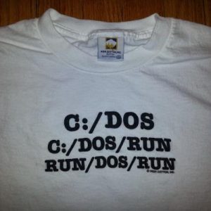 0s C:/DOS/RUN T-Shirt Techie Geek Computer Parody Sz XL