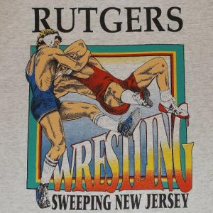 Vintage 90s Rutgers University Wrestling T-Shirt Fits M to L