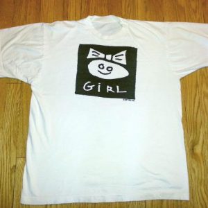 80s Boy-Girl T-Shirt Girl with Bow Tracey Glick B/W XL