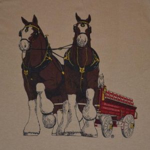 Vintage 80s Budweiser Clydesdales Horses Ringer T-Shirt S/M