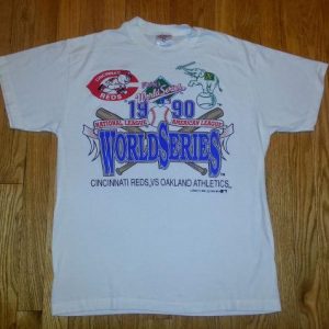 90s WORLD SERIES T-Shirt 1990 Cincinnati Reds Oakland A's L