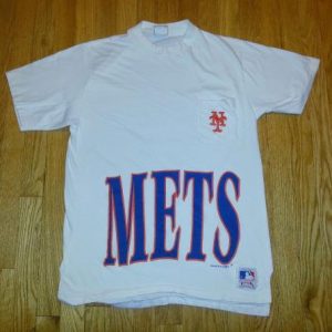 VTG 80s NY METS Pocket T-Shirt MLB Baseball Stitched Sewn L