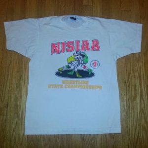 90s Wrestling T-Shirt NJ State Championships Neon Converse