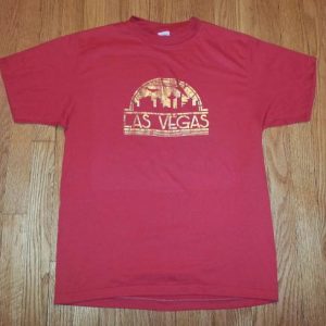 80s LAS VEGAS T-Shirt Gold Foil Print Cityscape Ched Sz L