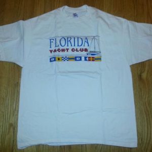 90s Florida Yacht Club T-Shirt Nautical Flags Windward Sail