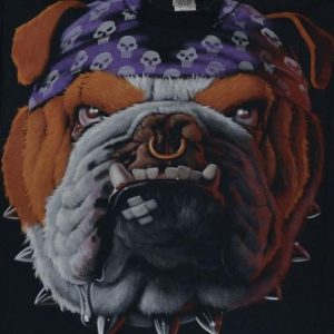 VTG 90s LIQUID BLUE Giant Bulldog All Over Print T-Shirt XL