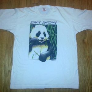 1993 Human-i-Tees Panda Bear T-Shirt 90s Bearly Surviving XL