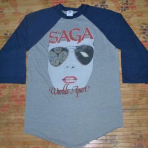 Vintage 80s SAGA Worlds Apart Tour Concert Baseball Jersey