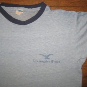 SOFT & THIN vintage 1970s Champion blue bar t-shirt LA Times