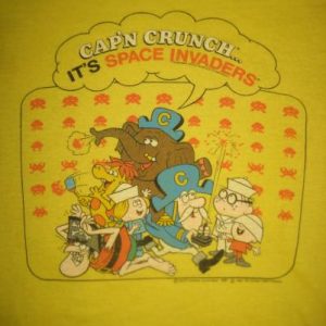 Vintage 1982 Cap'n Crunch Space Invaders t-shirt, XS-S