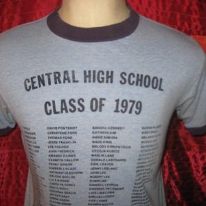 Vintage Class of 1979 ringer t-shirt, soft and thin, medium