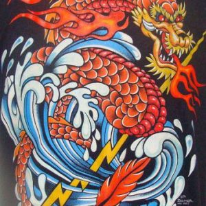 Vintage 86' Chinese dragon and lightning bolt t shirt M