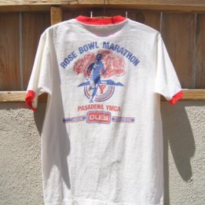 1982 Rose Bowl Marathon Pasadena YMCA Vintage Ringer T Shirt