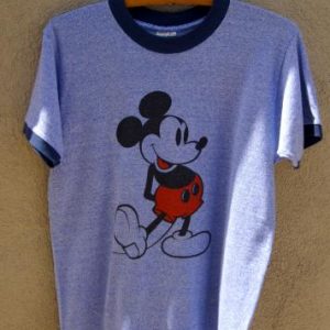 Vintage Mickey Mouse Ringer T Shirt Blue / Disney Casuals