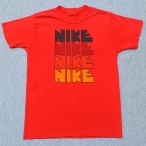 vintage 70s NIKE rough block letters t-shirt red authentic