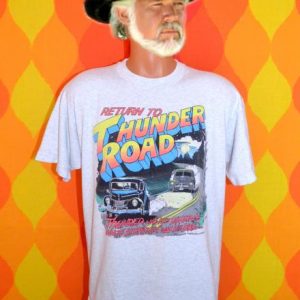 vintage THUNDER ROAD moonshine neon white lightning t-shirt