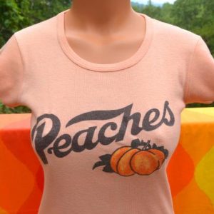 vintage 70s PEACHES t-shirt women ladies atlanta georgia hot