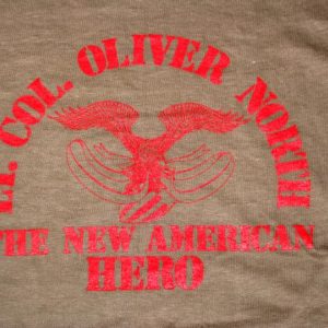 vintage OLIVER NORTH american hero army t-shirt 80s reagan