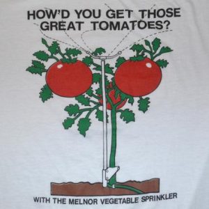 vintage 80s GREAT TOMATOES melnor sprinkler t-shirt joke sex