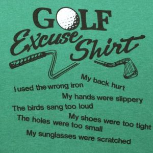 vintage GOLF excuses funny joke humor green t-shirt 70s