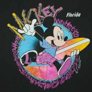 vintage MICKEY MOUSE neon disney t-shirt 80s black florida