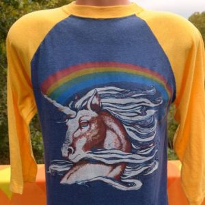 vintage UNICORN rainbow baseball raglan ringer t-shirt 80s