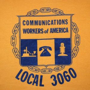 vintage UNION communications workers 3060 t-shirt 70s 80s