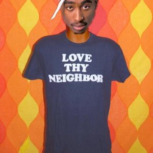 vintage LOVE THY NEIGHBOR funny bible religion t-shirt flock