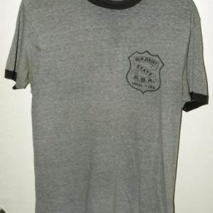 Vtg Soft Thin NJ Bergen County PBA Local #134 Ringer T-shirt