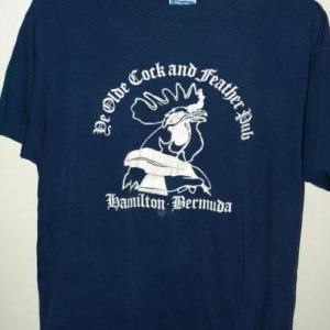 Vtg 80s Ye Olde Cock & Feather Pub Hamilton Bermuda T-shirt