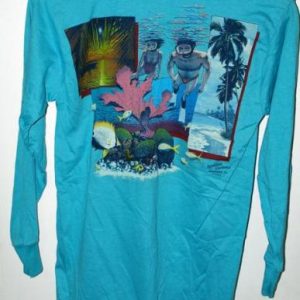 Vintage Rainbow Graphics Ocean Life Aqua L/S Shirt