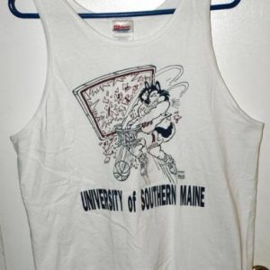 Vintage 1992 University Southern Maine Huskies Tank Top